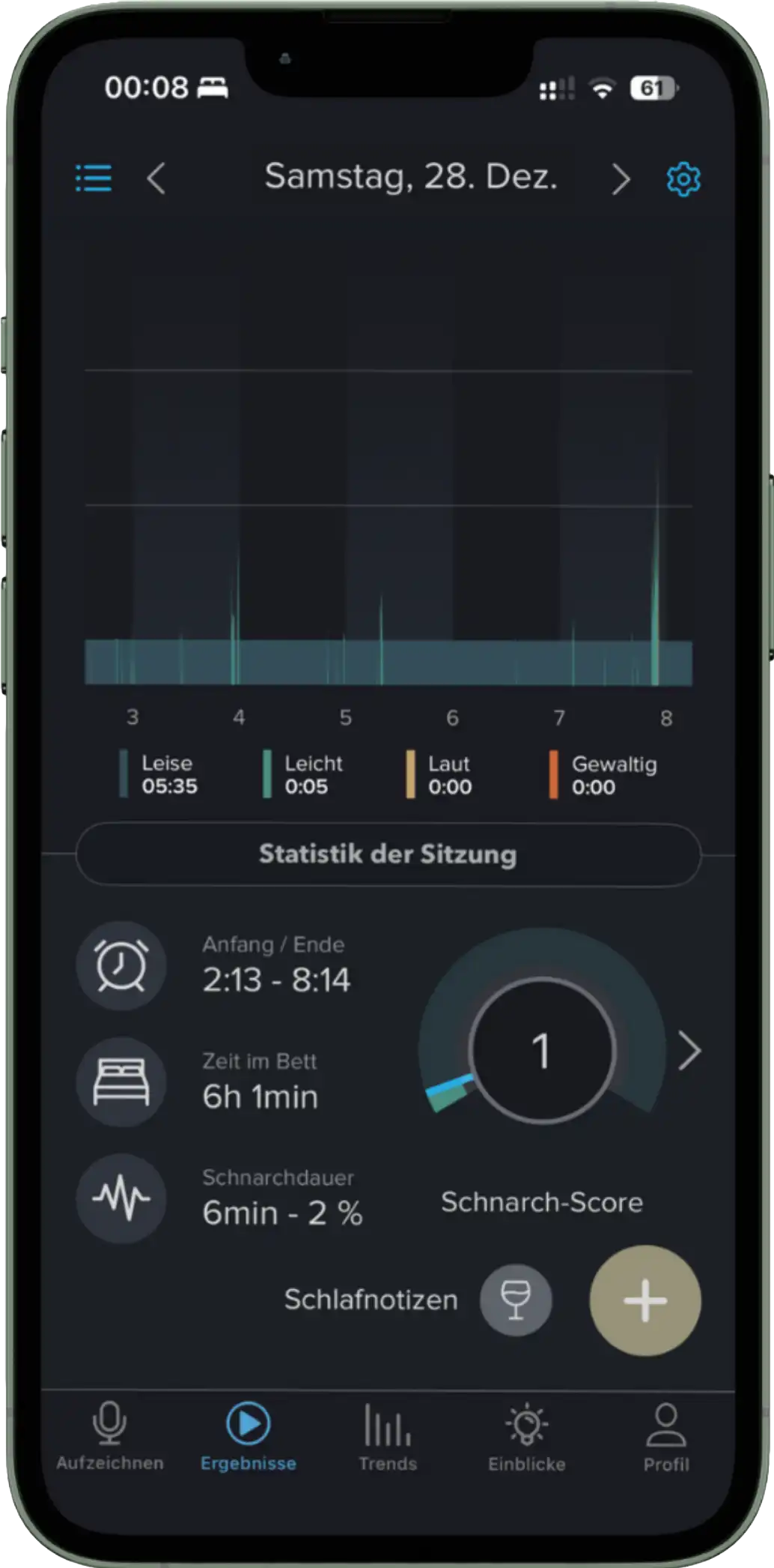 SnoreLab Nachher - Ruhiger Schlaf